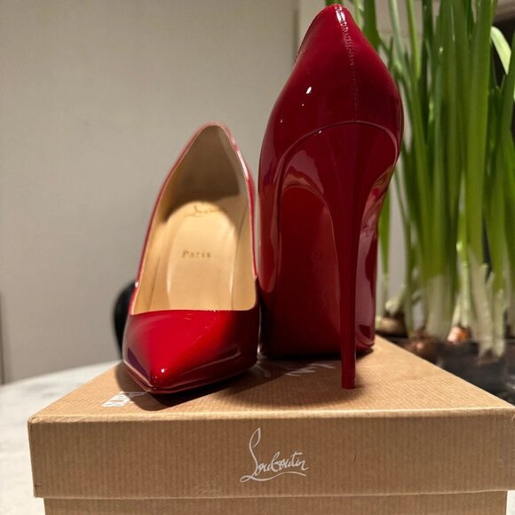 New Christian Louboutin Kate 100 Red Patent Heels w/ Receipt - Picture 1 of 11